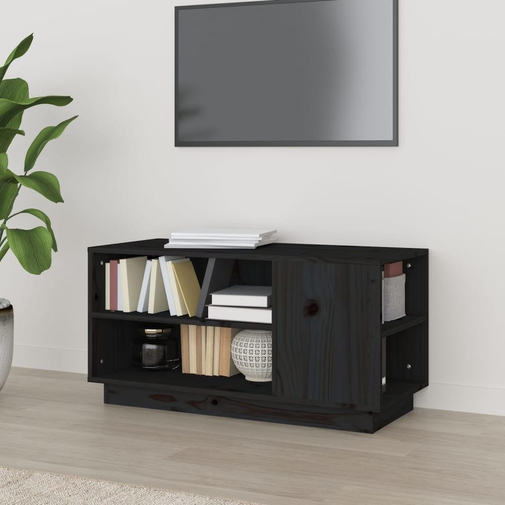 Tv-bord 80x35x40,5 cm massivt fyrretræ sort