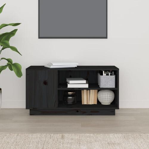 Tv-bord 80x35x40,5 cm massivt fyrretræ sort