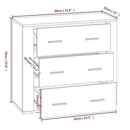 Skænk 80x33x70 cm konstrueret træ sort