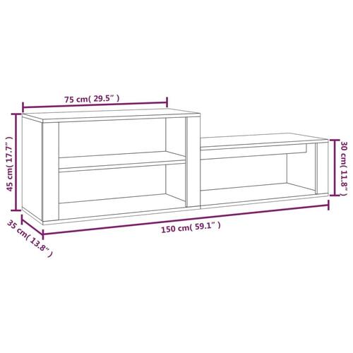 Skoskab 150x35x45 cm konstrueret træ røget egetræsfarve