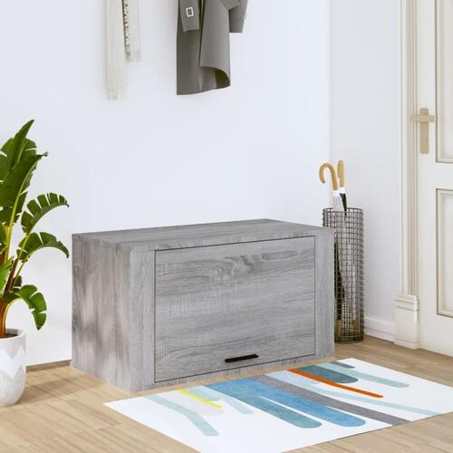 Væghængt skoskab 70x35x38 cm massivt fyrretræ træ grå sonoma-eg