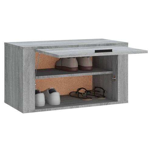 Væghængt skoskab 70x35x38 cm massivt fyrretræ træ grå sonoma-eg