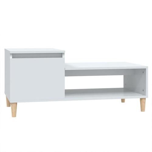 Sofabord 100x50x45 cm konstrueret træ hvid højglans
