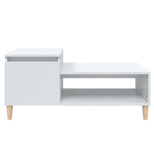 Sofabord 100x50x45 cm konstrueret træ hvid højglans