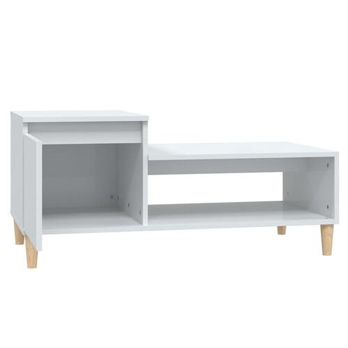 Sofabord 100x50x45 cm konstrueret træ hvid højglans