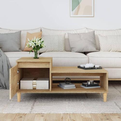 Sofabord 100x50x45 cm konstrueret træ sonoma-eg