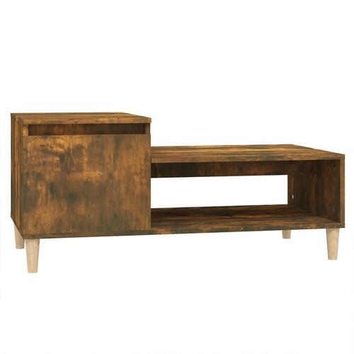 Sofabord 100x50x45 cm konstrueret træ røget egetræsfarve