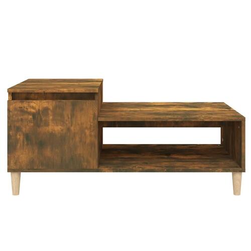 Sofabord 100x50x45 cm konstrueret træ røget egetræsfarve