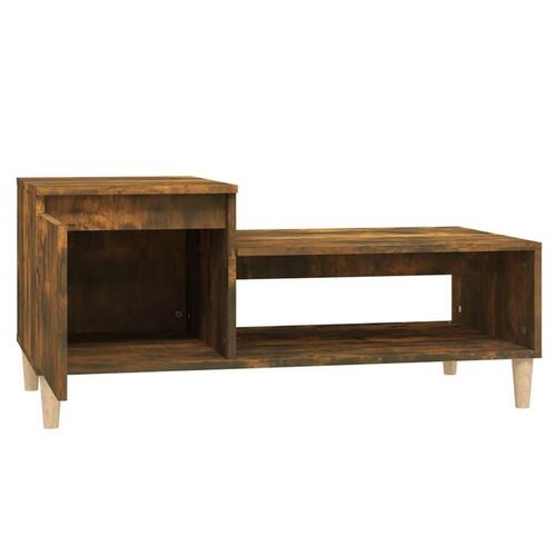 Sofabord 100x50x45 cm konstrueret træ røget egetræsfarve