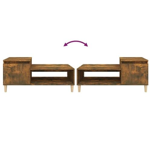 Sofabord 100x50x45 cm konstrueret træ røget egetræsfarve