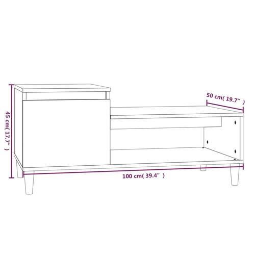 Sofabord 100x50x45 cm konstrueret træ røget egetræsfarve