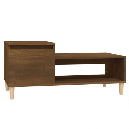 Sofabord 100x50x45 cm konstrueret træ brun egetræsfarve