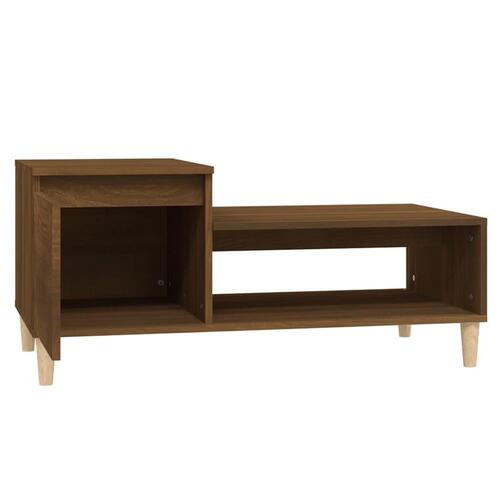 Sofabord 100x50x45 cm konstrueret træ brun egetræsfarve