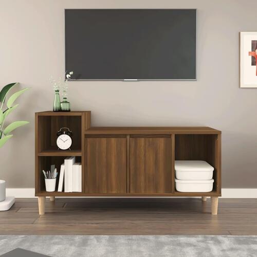 Tv-bord 100x35x55 cm konstrueret træ brun egetræsfarve