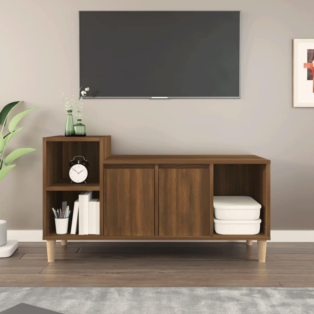 Tv-bord 100x35x55 cm konstrueret træ brun egetræsfarve