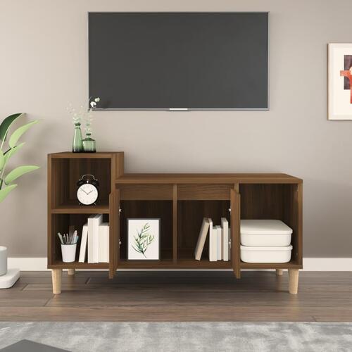 Tv-bord 100x35x55 cm konstrueret træ brun egetræsfarve