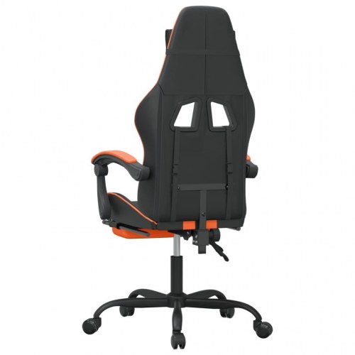 Gamingstol med fodstøtte i kunstlæder - sort/orange