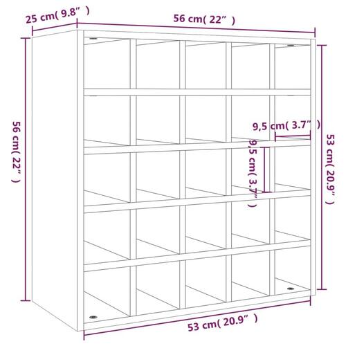 Vinreol 56x25x56 cm massivt fyrretræ