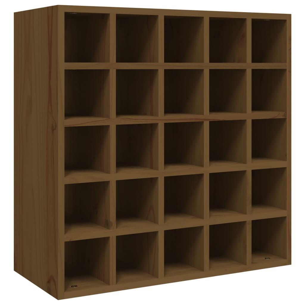 Vinreol 56x25x56 cm massivt fyrretræ gyldenbrun