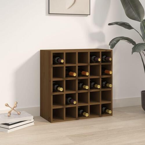 Vinreol 56x25x56 cm massivt fyrretræ gyldenbrun