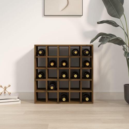 Vinreol 56x25x56 cm massivt fyrretræ gyldenbrun