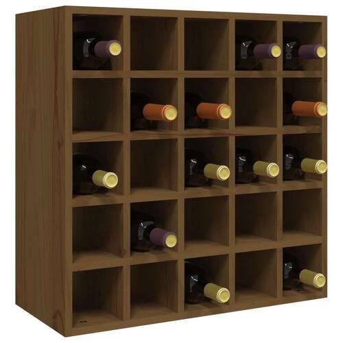 Vinreol 56x25x56 cm massivt fyrretræ gyldenbrun
