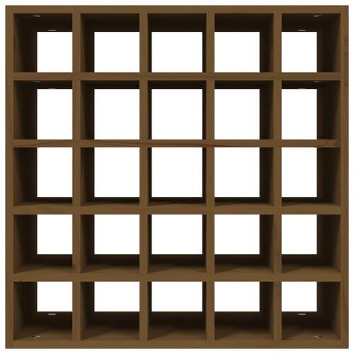 Vinreol 56x25x56 cm massivt fyrretræ gyldenbrun