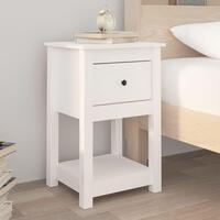 Sengebord 40x35x61,5 cm massivt fyrretræ hvid