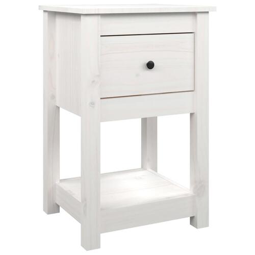 Sengebord 40x35x61,5 cm massivt fyrretræ hvid