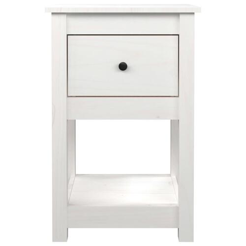 Sengebord 40x35x61,5 cm massivt fyrretræ hvid