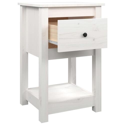 Sengebord 40x35x61,5 cm massivt fyrretræ hvid