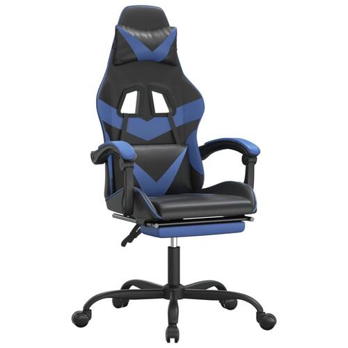 Gamingstol med fodstøtte kunstlæder sort og blå