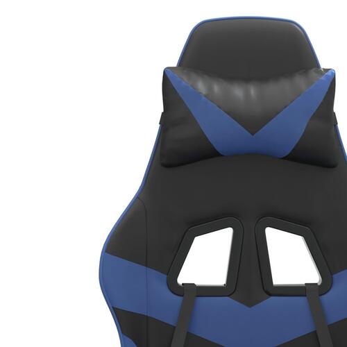 Gamingstol med fodstøtte kunstlæder sort og blå