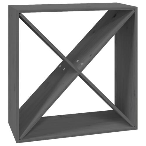Vinreol 62x25x62 cm massivt fyrretræ grå