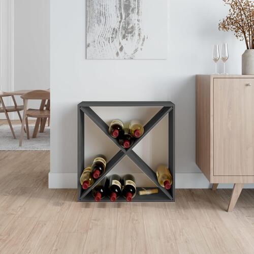 Vinreol 62x25x62 cm massivt fyrretræ grå