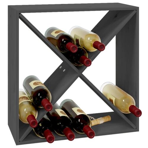 Vinreol 62x25x62 cm massivt fyrretræ grå
