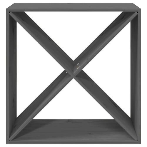 Vinreol 62x25x62 cm massivt fyrretræ grå