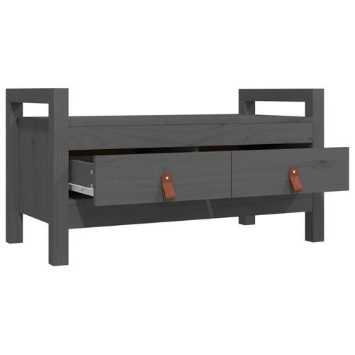 Entrébænk 80x40x43 cm massivt fyrretræ grå
