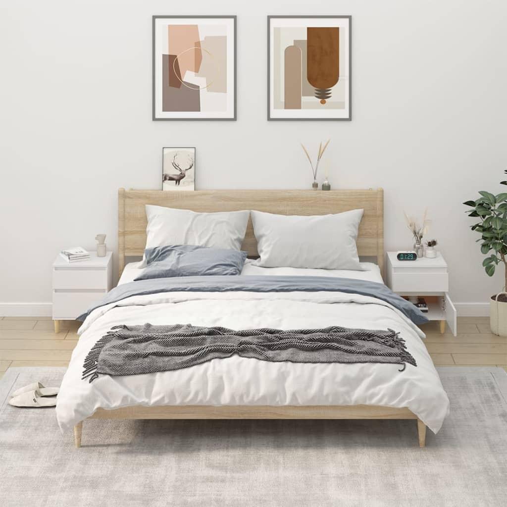 Sengeborde 2 stk. 40x35x50 cm hvid
