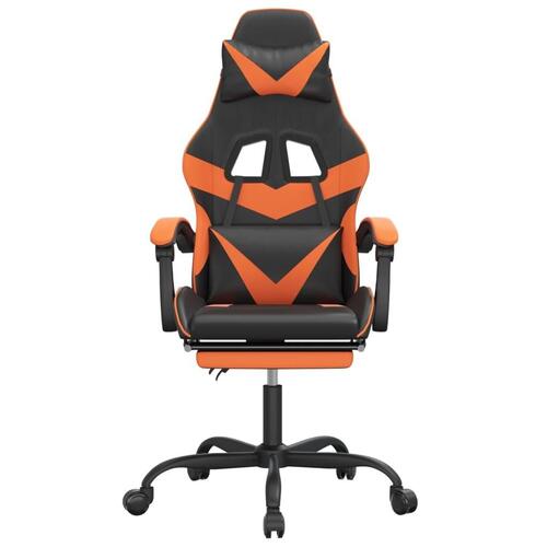 Gamingstol med fodstøtte kunstlæder sort og orange
