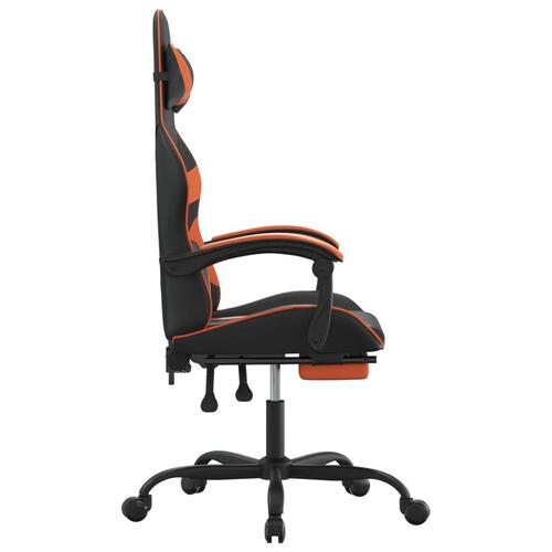 Gamingstol med fodstøtte kunstlæder sort og orange