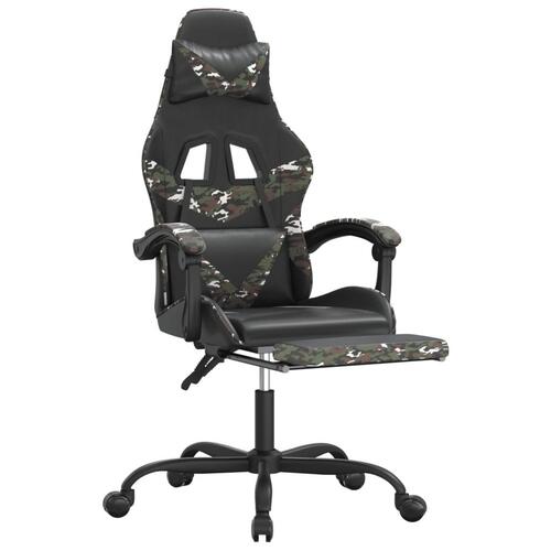 Gamingstol med fodstøtte kunstlæder sort og camouflage