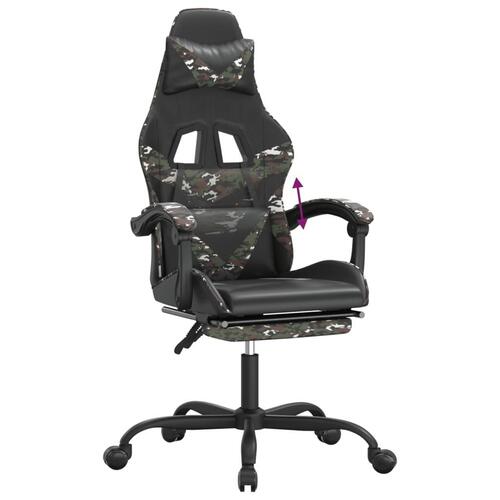 Gamingstol med fodstøtte kunstlæder sort og camouflage