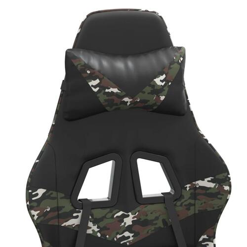 Gamingstol med fodstøtte kunstlæder sort og camouflage