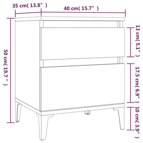 Sengeborde 2 stk. 40x35x50 cm sonoma-eg