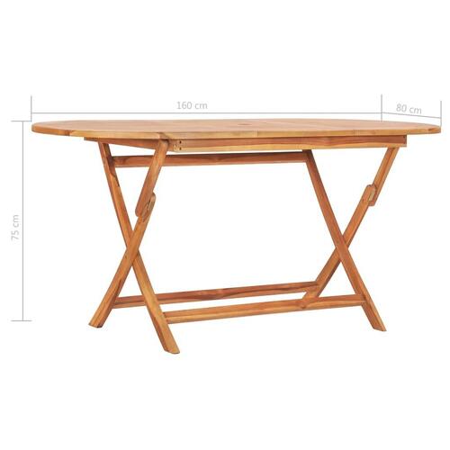 Foldbart havebord 160x80x75 cm massivt teaktræ