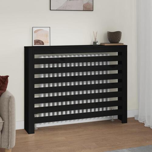 Radiatorskjuler 108,5x19x84 cm massivt fyrretræ sort
