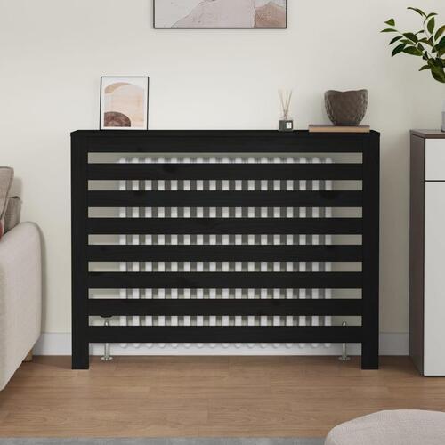 Radiatorskjuler 108,5x19x84 cm massivt fyrretræ sort
