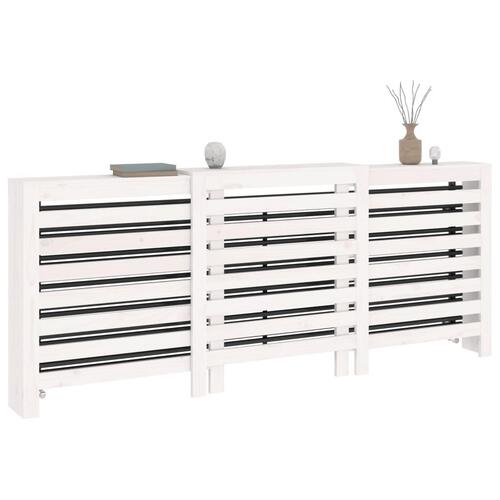 Radiatorskjuler 210x21x85 cm massivt fyrretræ hvid