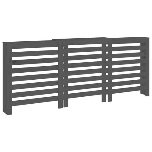 Radiatorskjuler 210x21x85 cm massivt fyrretræ grå